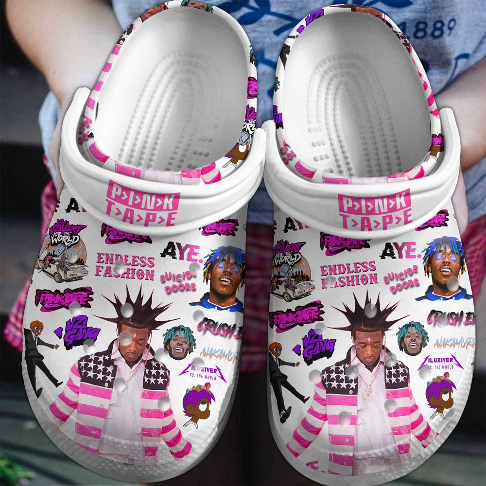 Pink Tape Lil Uzi VertÂ Music Crocs Crocband Clogs Shoes Comfortable For Men Women and Kids