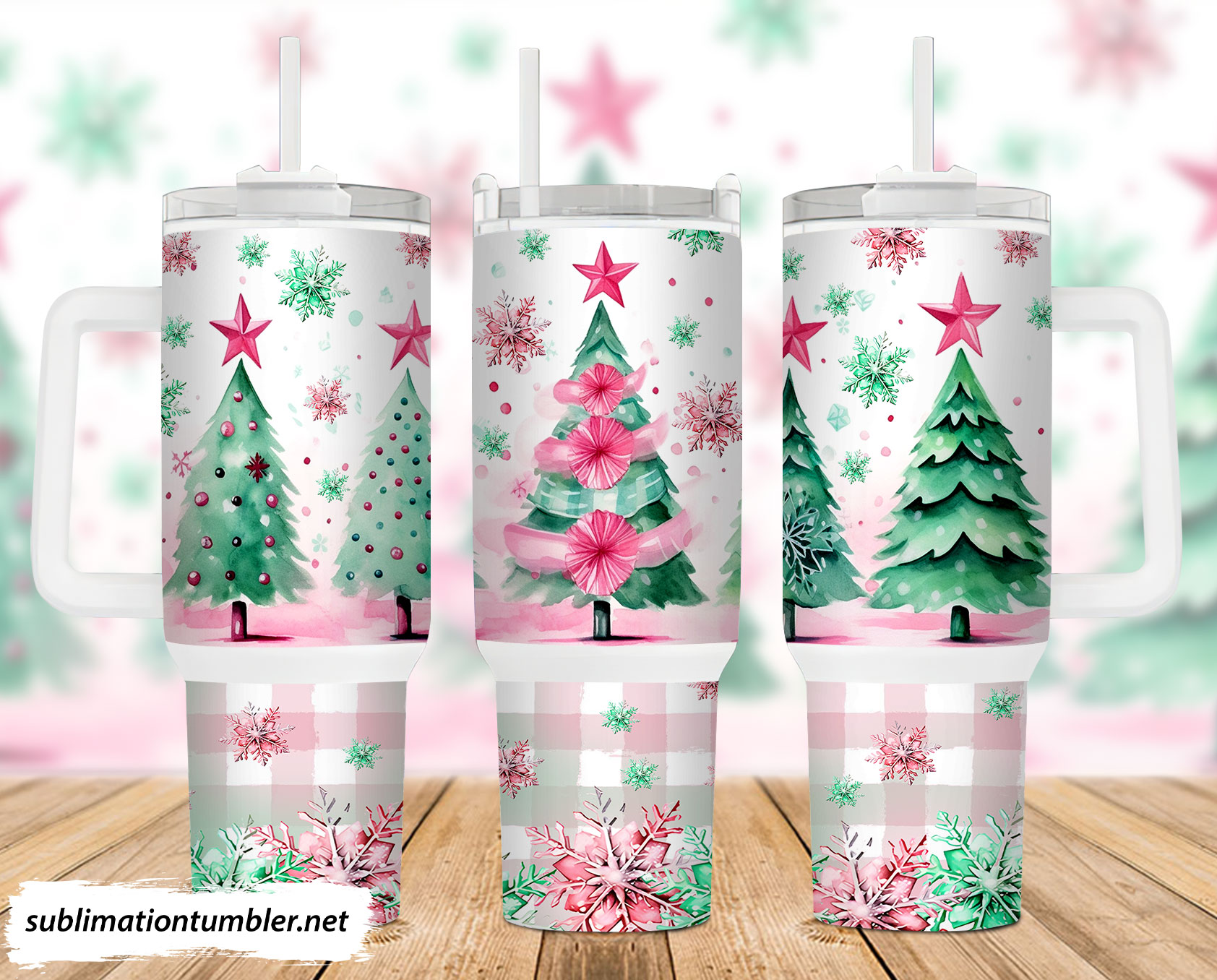 Pink Teal Christmas Tree Custom Stanley Cup 40 oz 30 oz Tumbler With HandleTVC2301902