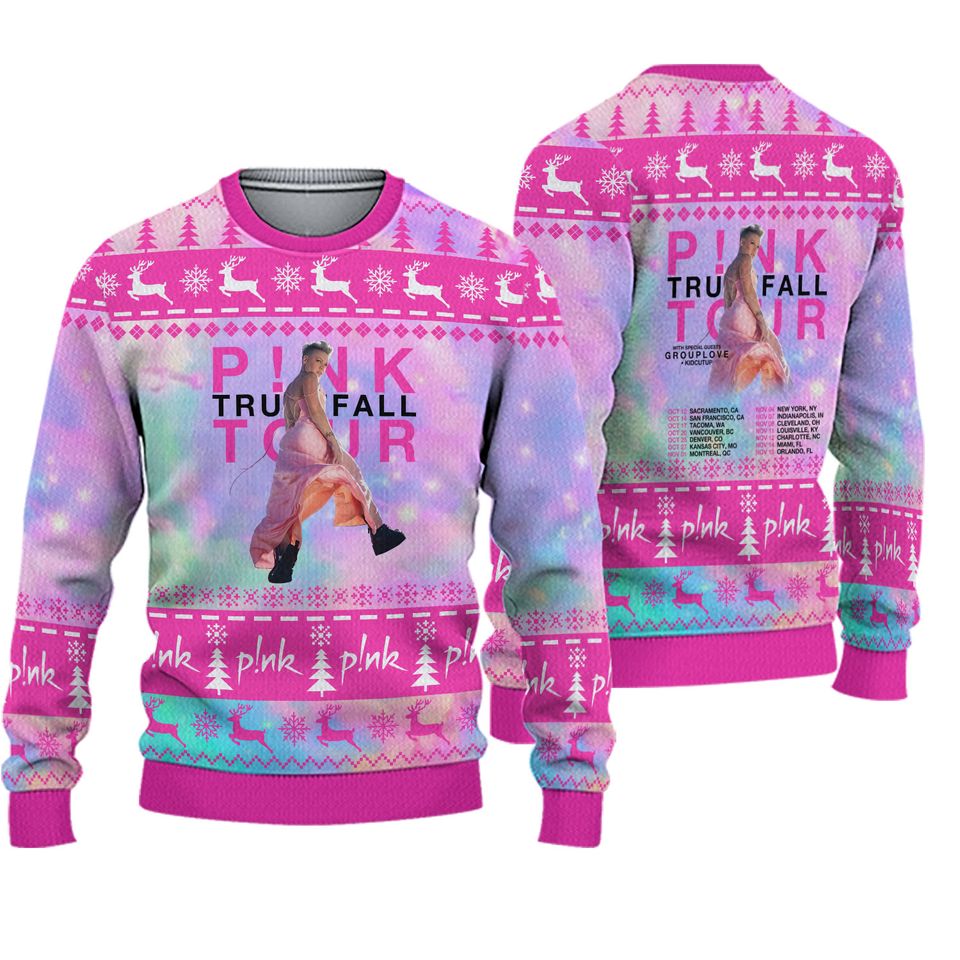 Pink Trustfall Tour Ugly Christmas Sweater, Summer Carnival 2023 Sweater