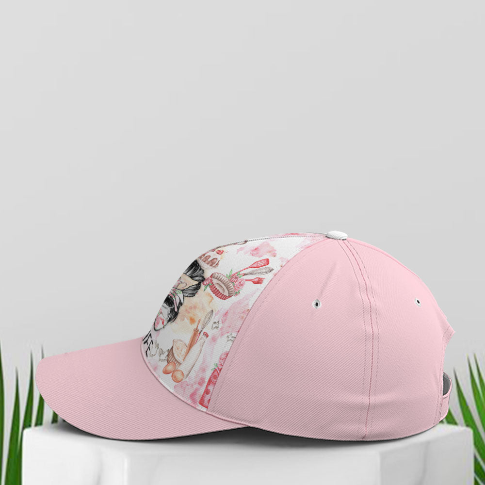 Pinky Baking Life Bun Hair Mom Baseball Cap Trucker Hats Custom Hats Gifts For Men & Women