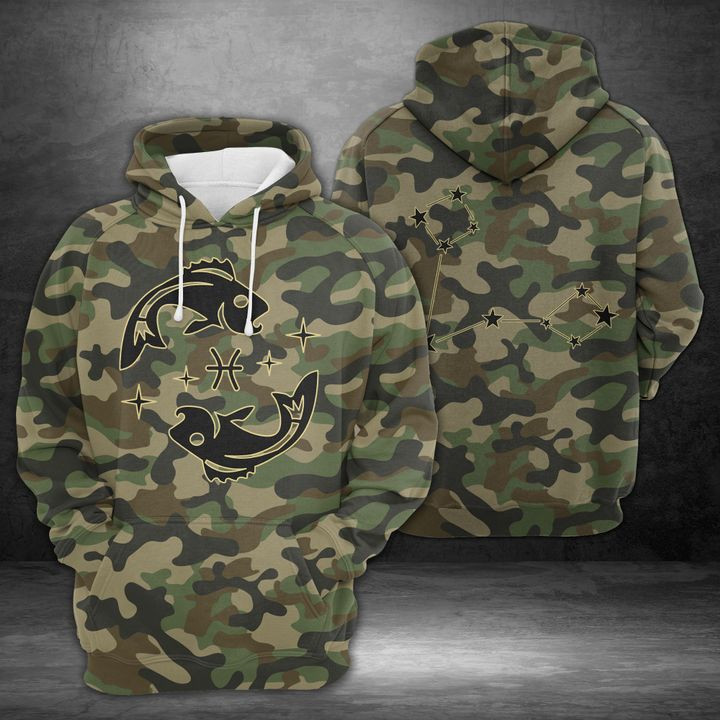 Pisces Horoscope Camo 3D All Over Print Hoodie, Zip Hoodie