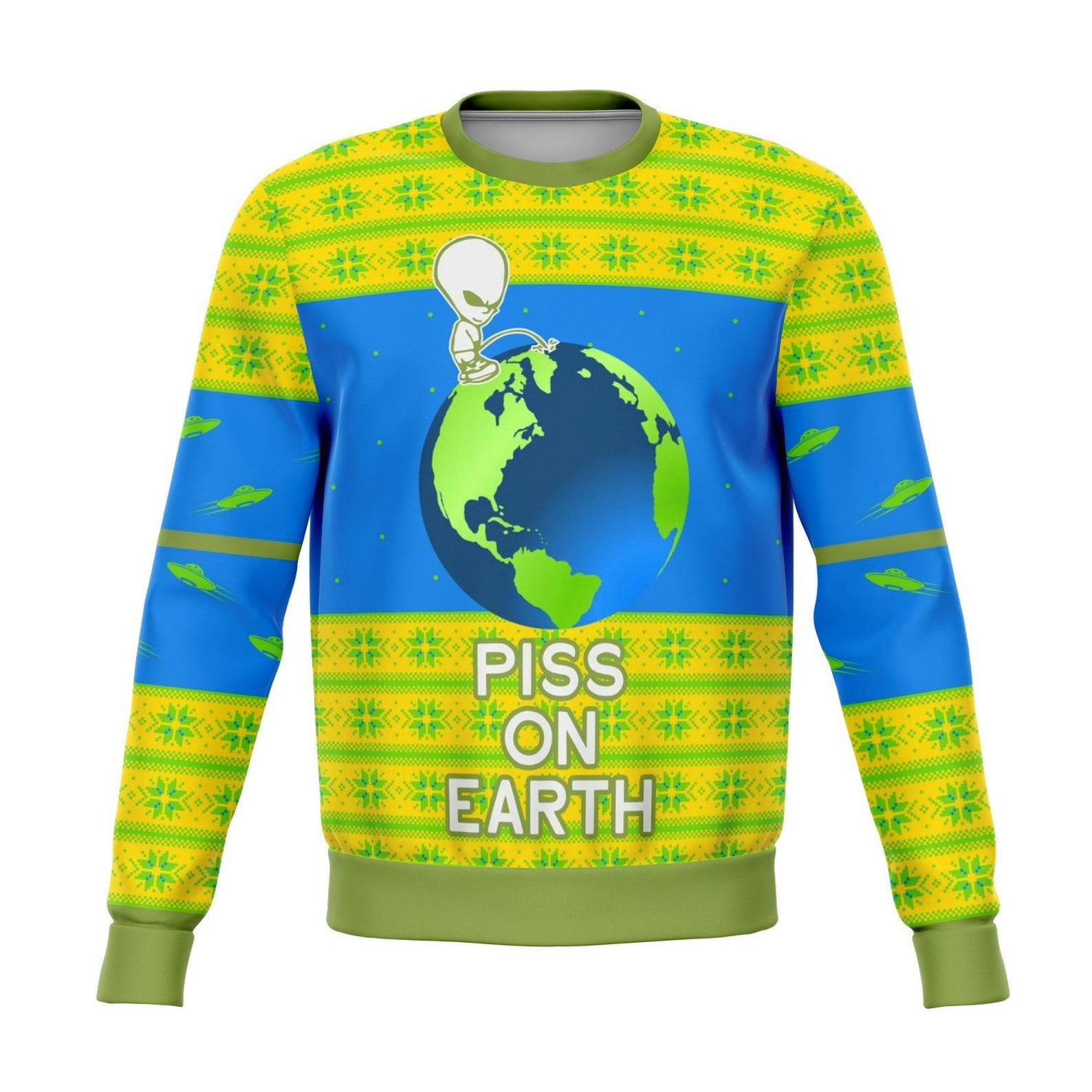 Piss On Earth Funny Ugly Christmas Sweater Adult 3D Funny Matching for family
