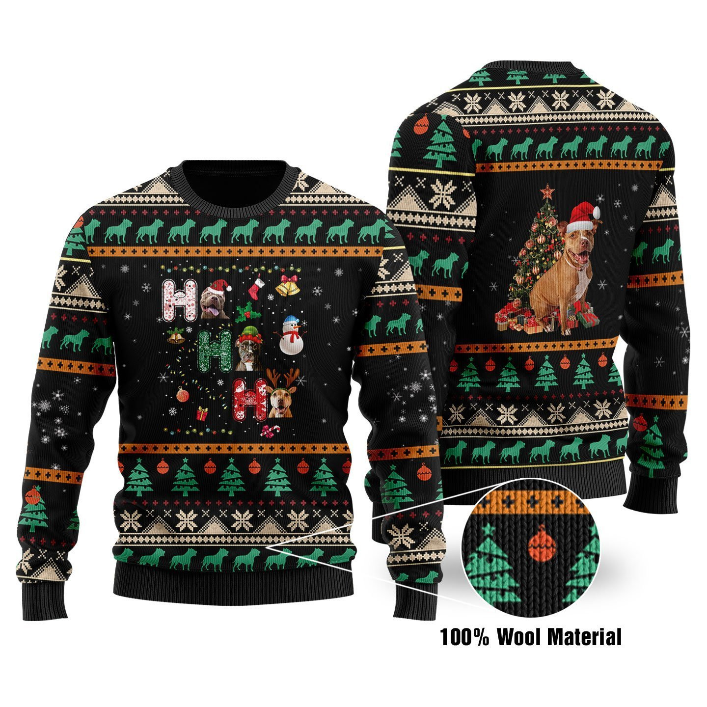 Pitbull Ugly Christmas Sweater Adult 3D Funny Matching for family