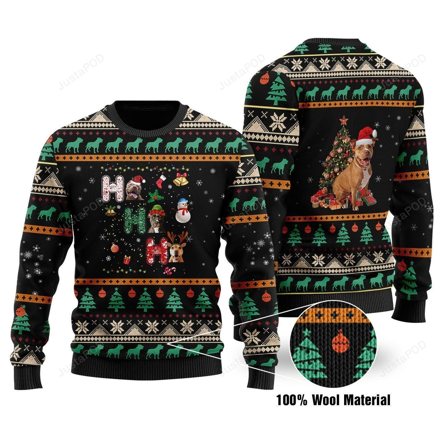 Pitbull Ugly Christmas Sweater Adult 3D Funny Matching for family