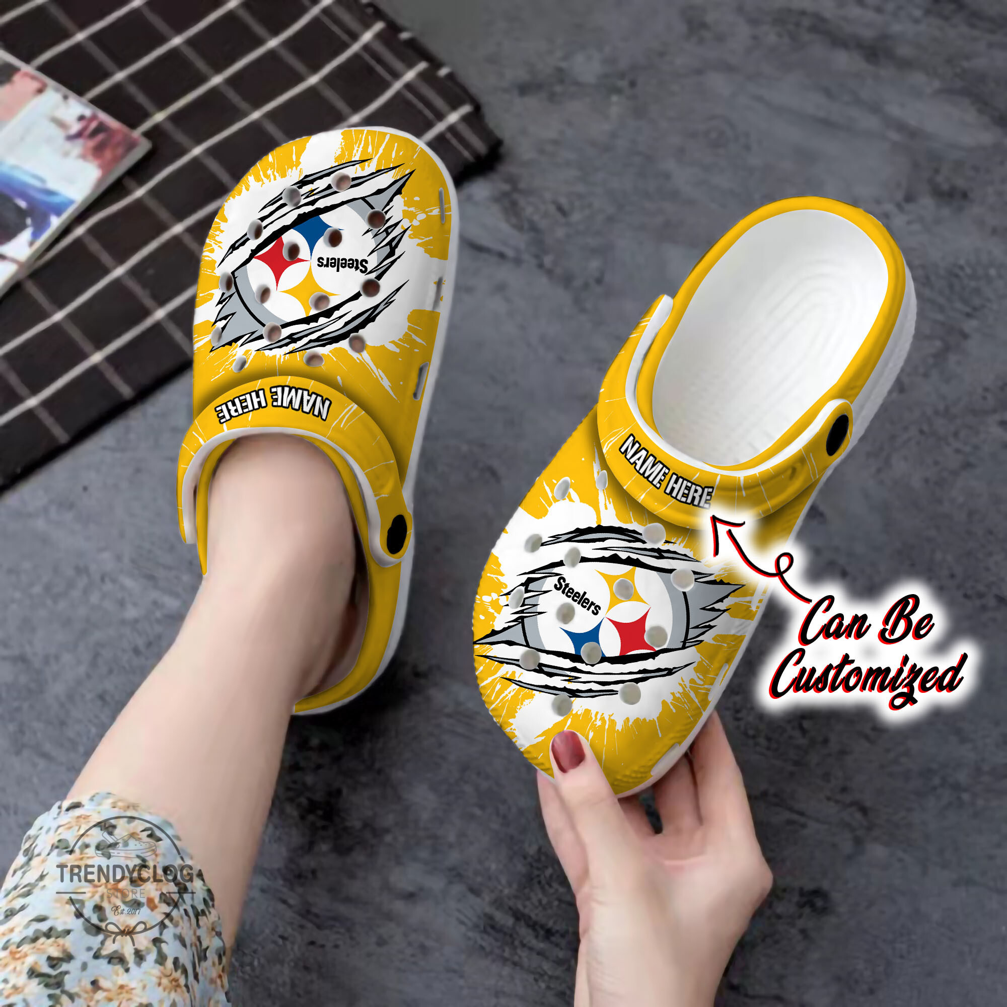 PitSteelers Football Ripped Claw Clog Shoes Custom Name