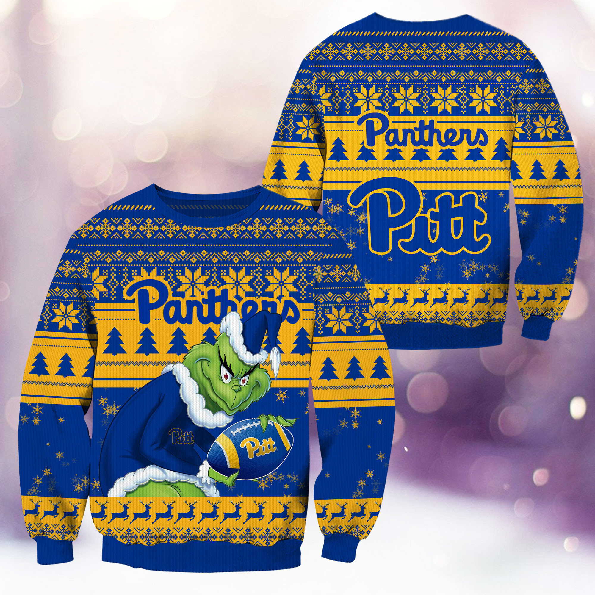 Pittsburgh Panthers Grinch Ugly Christmas Sweater Adult 3D Funny Matching for family