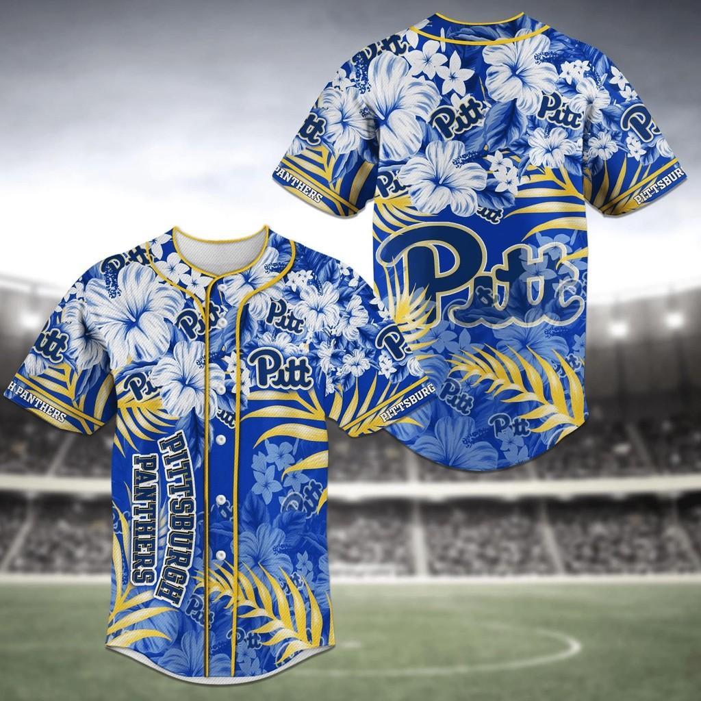 Pittsburgh Panthers Ncaa Baseball Jersey Shirt Flower