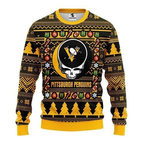 Pittsburgh Penguins Grateful Dead For Unisex Ugly Christmas Sweater Adult 3D Funny Matching for family