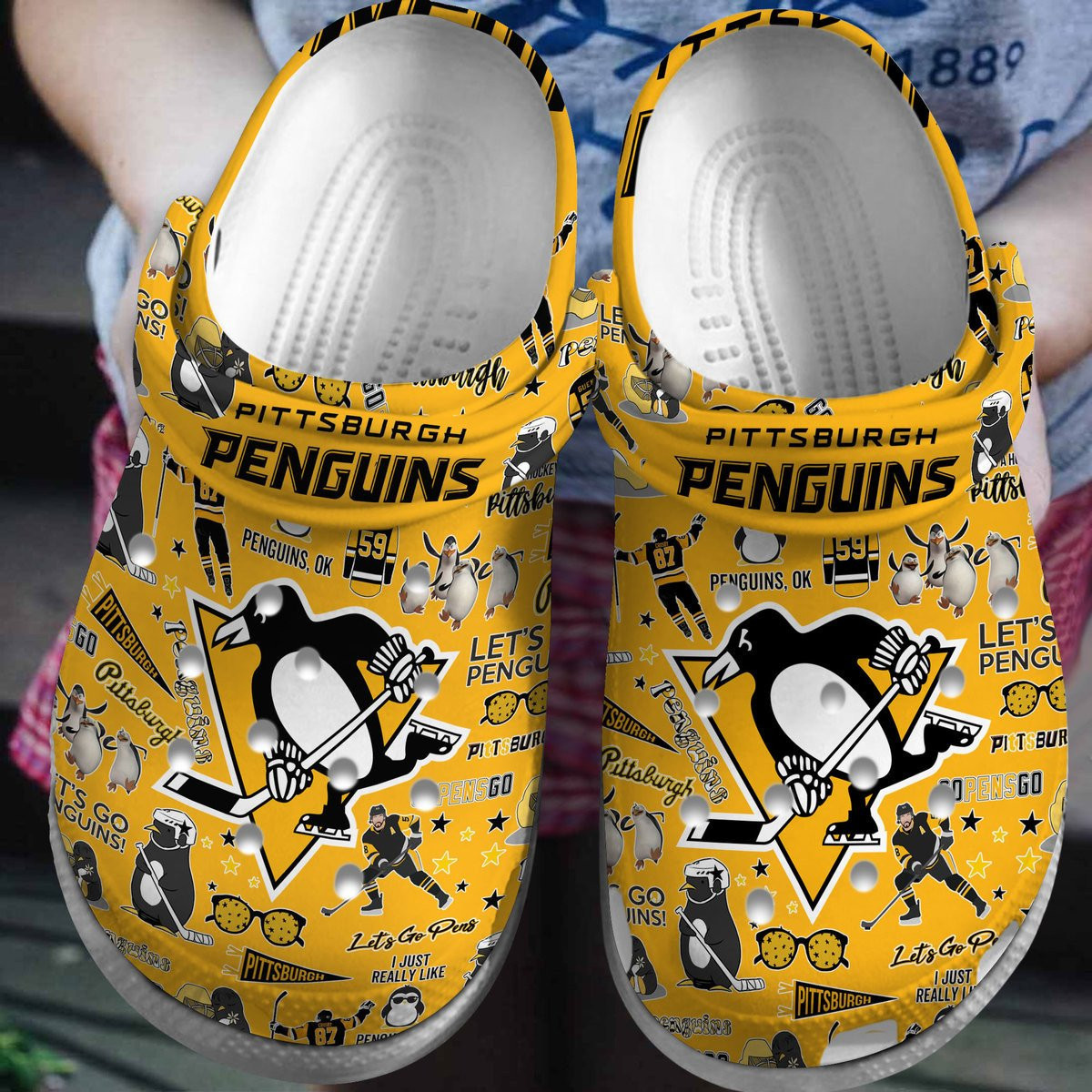 Pittsburgh Penguins NHL Sport Crocs Crocband Clogs Shoes Comfortable For Men Women and Kids