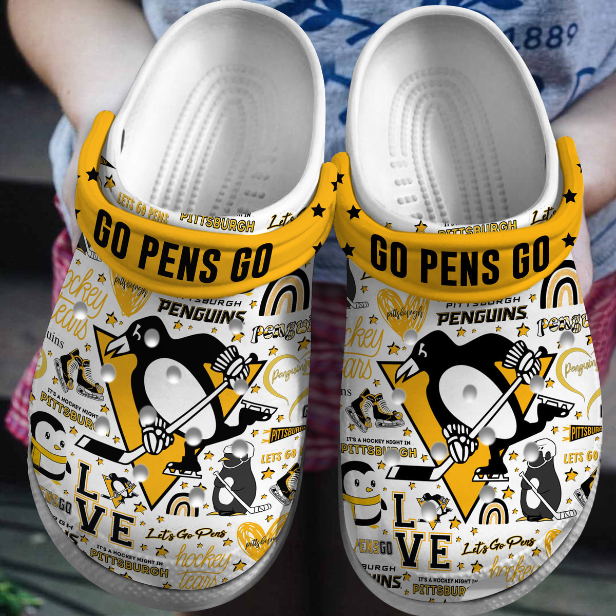 Pittsburgh Penguins NHL Sport Crocs Crocband Clogs Shoes Comfortable For Men Women and Kids