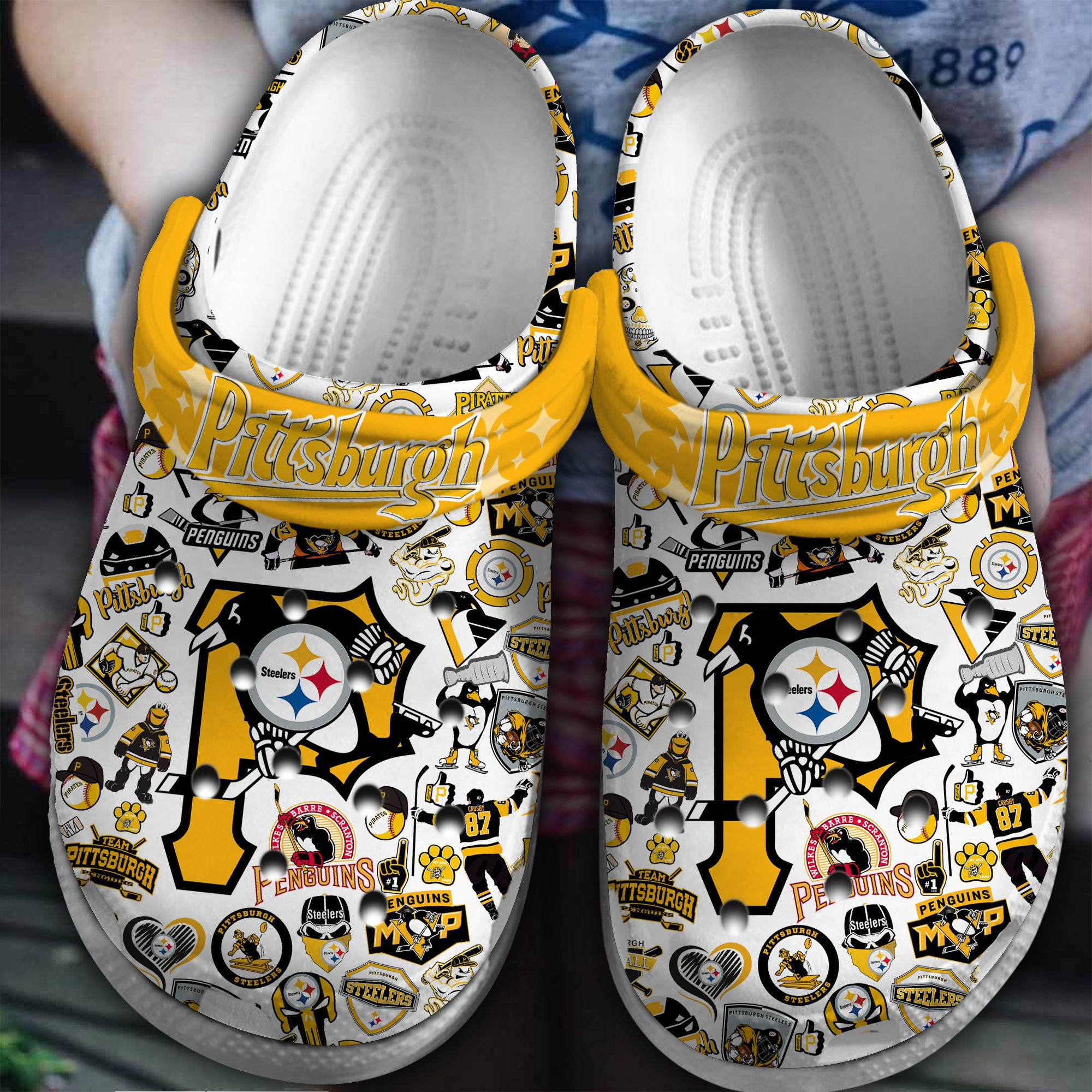 Pittsburgh Penguins NHL Sport Crocs Crocband Clogs Shoes Comfortable For Men Women and Kids