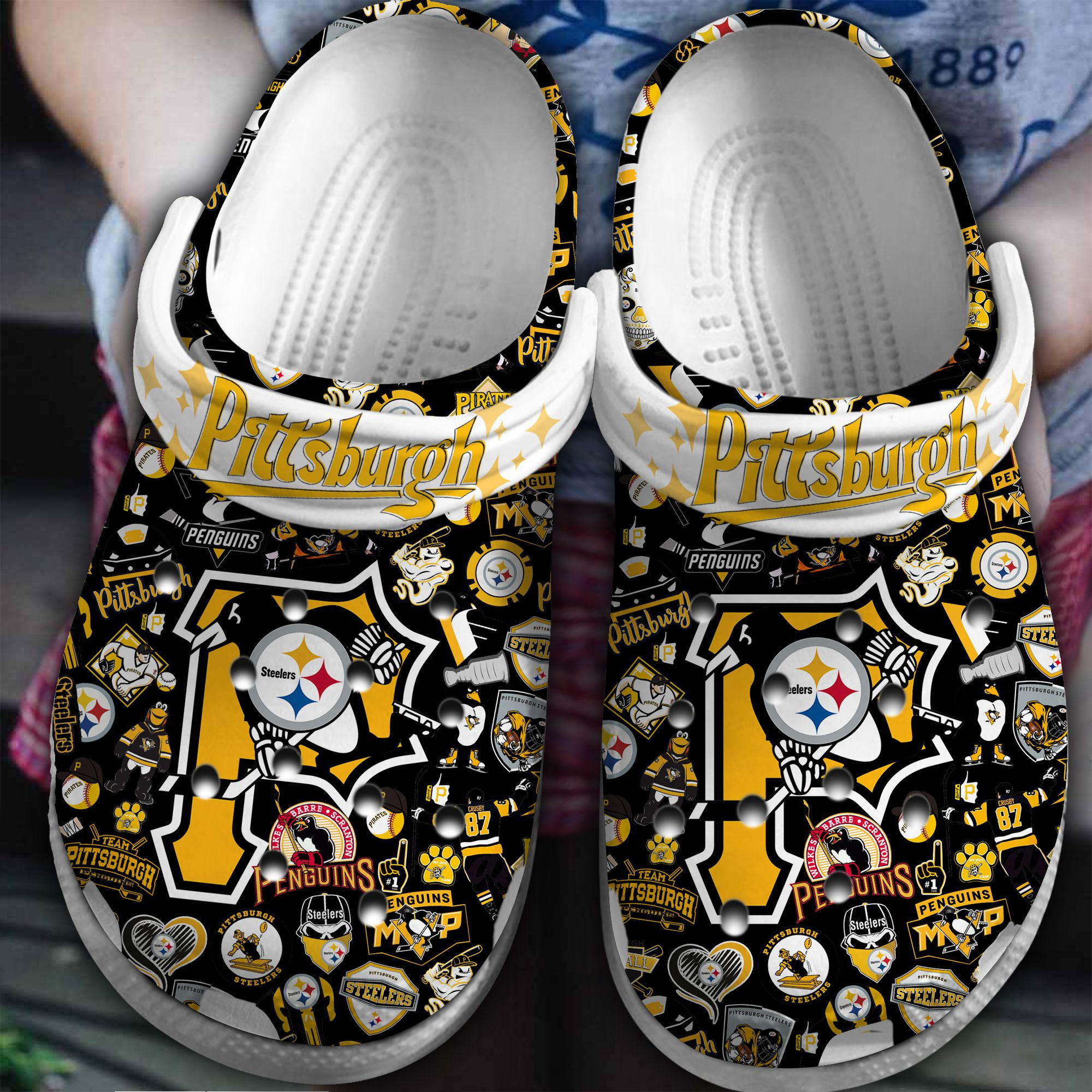 Pittsburgh Penguins NHL Sport Crocs Crocband Clogs Shoes Comfortable For Men Women and Kids