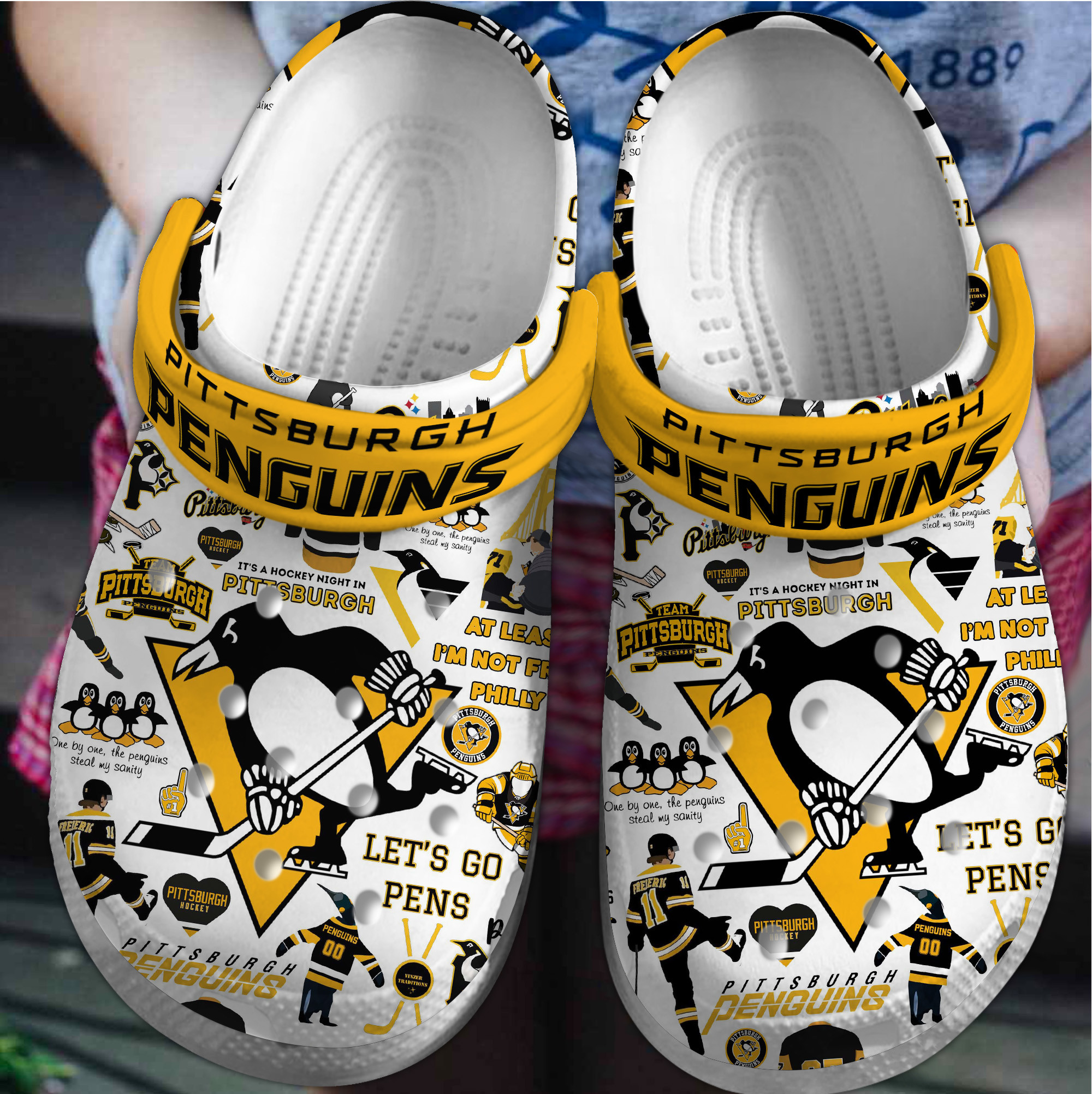 Pittsburgh Penguins NHL Sport Crocs Crocband Clogs Shoes Comfortable For Men Women and Kids