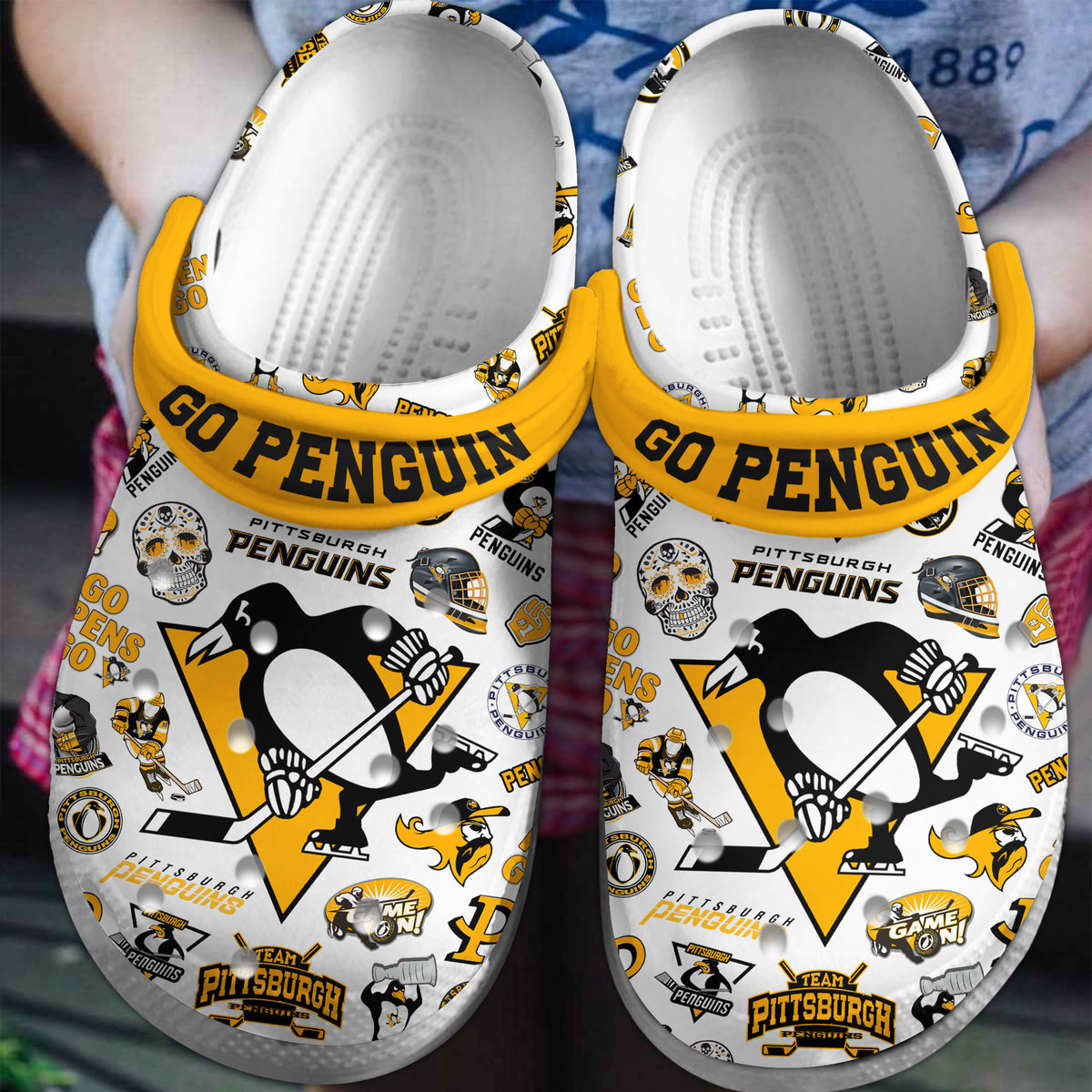 Pittsburgh Penguins NHL Sport Crocs Crocband Clogs Shoes Comfortable For Men Women and Kids