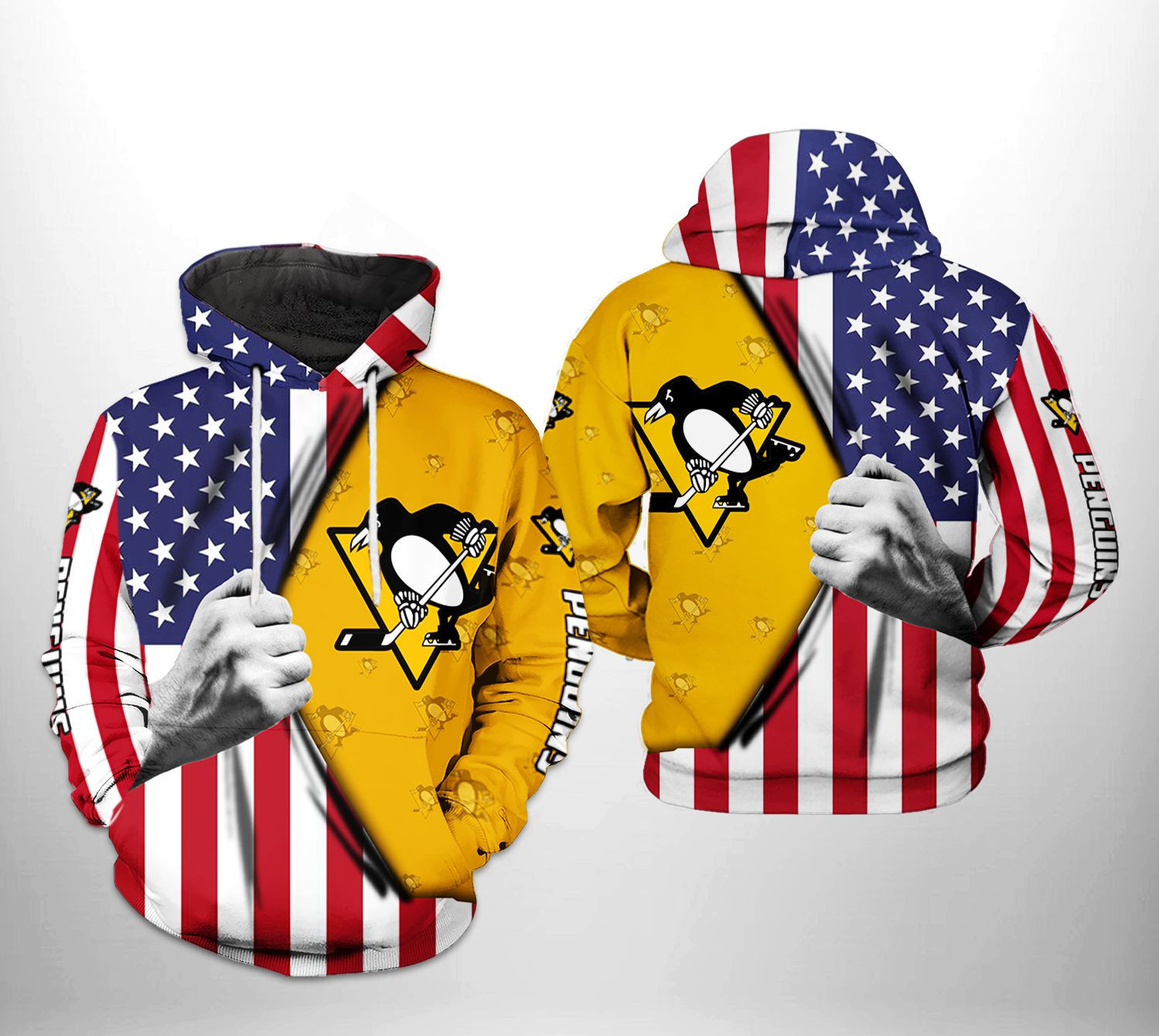 Pittsburgh Penguins NHL US FLag 3D All Over Print Hoodie, Zip Hoodie