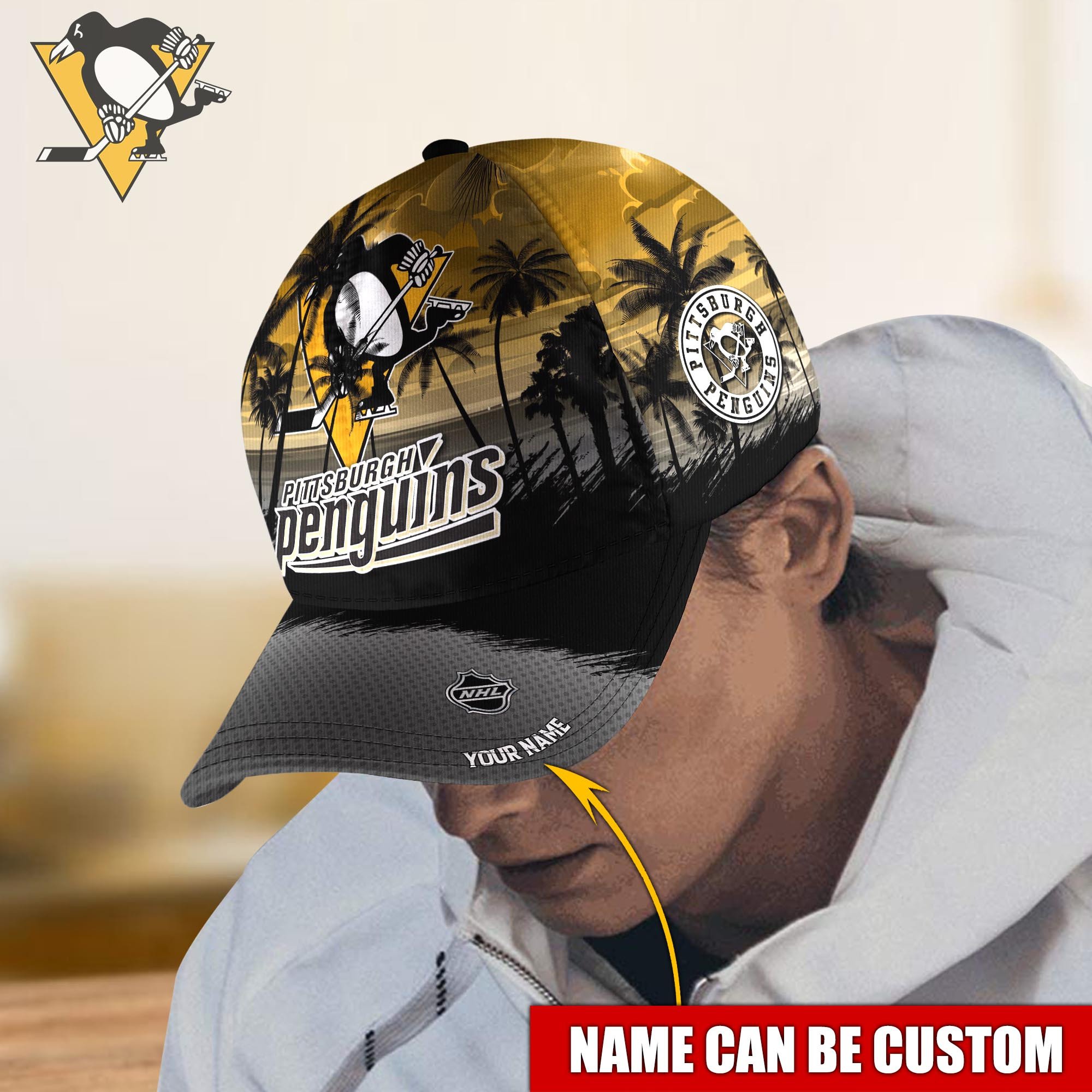 Pittsburgh Penguins Personalized Classic Caps, Baseball Caps Trucker Hats Custom Hats Gifts For Men & Women