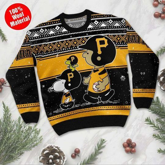Pittsburgh Pirates Charlie Brown And Snoopy Ugly Christmas Sweater Adult 3D Funny Matching for family