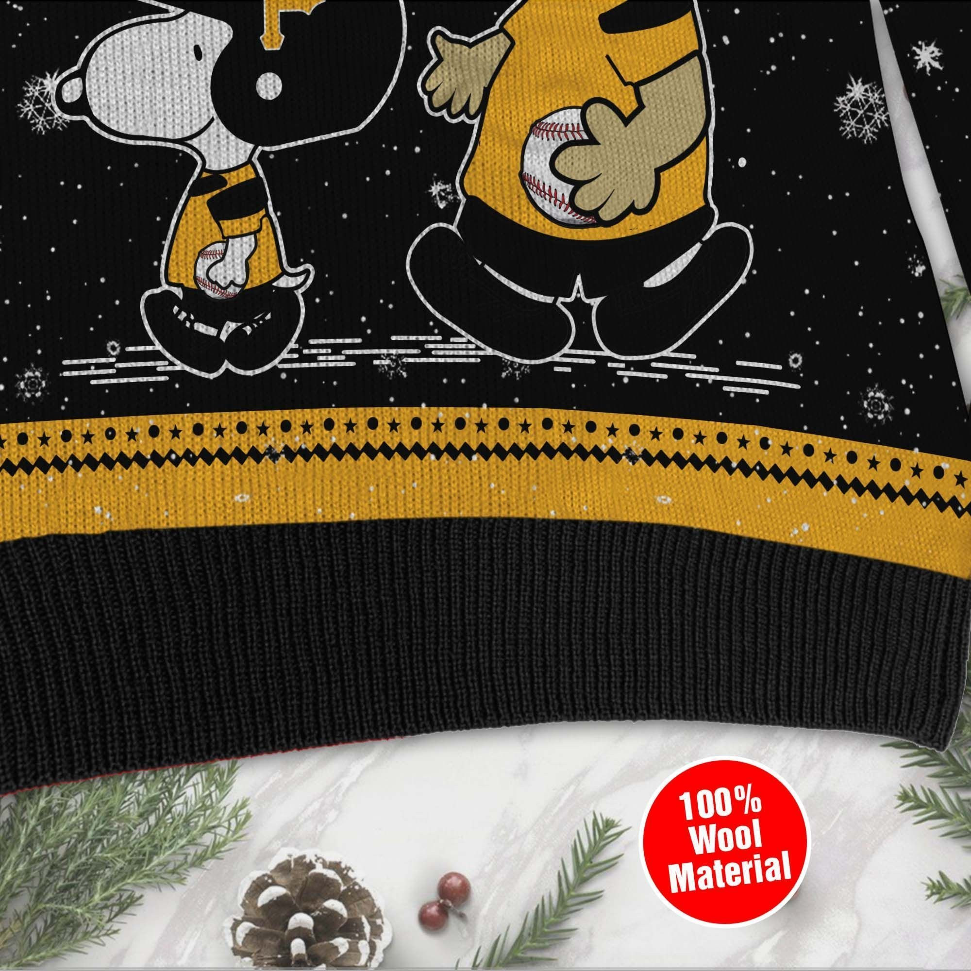 Pittsburgh Pirates Charlie Brown Snoopy Wear Football Jersey Ugly Christmas Sweater Adult 3D Funny Matching for family - Image 2