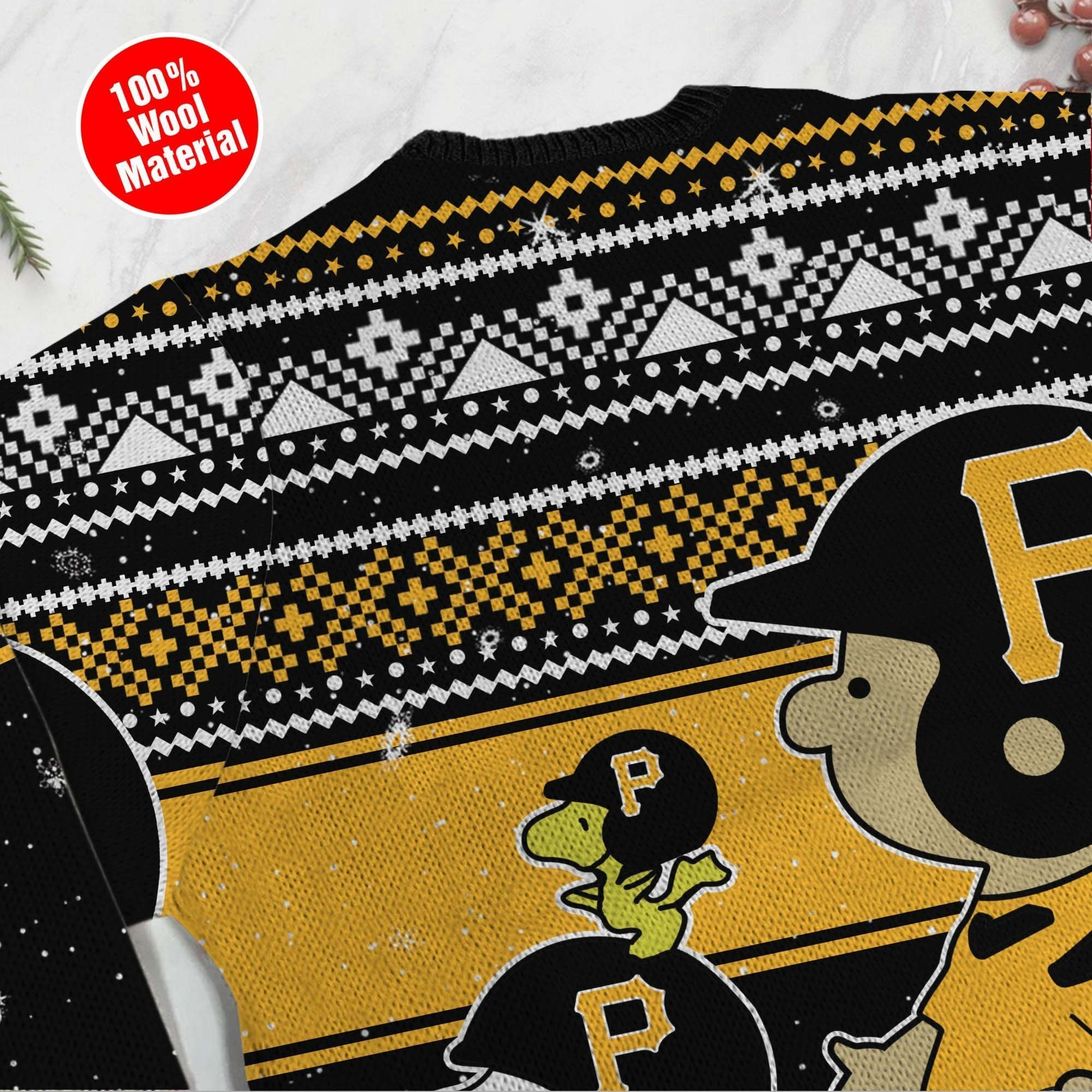 Pittsburgh Pirates Charlie Brown Snoopy Wear Football Jersey Ugly Christmas Sweater Adult 3D Funny Matching for family - Image 5