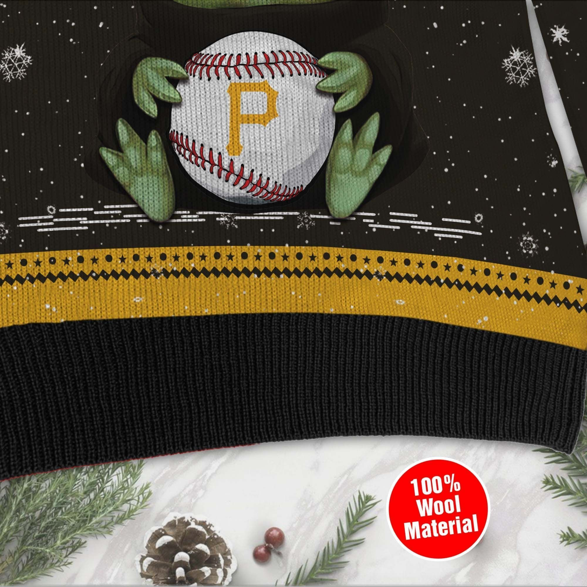 Pittsburgh Pirates Grogu Baby Yoda Hug Logo Ugly Christmas Sweater Adult 3D Funny Matching for family - Image 4