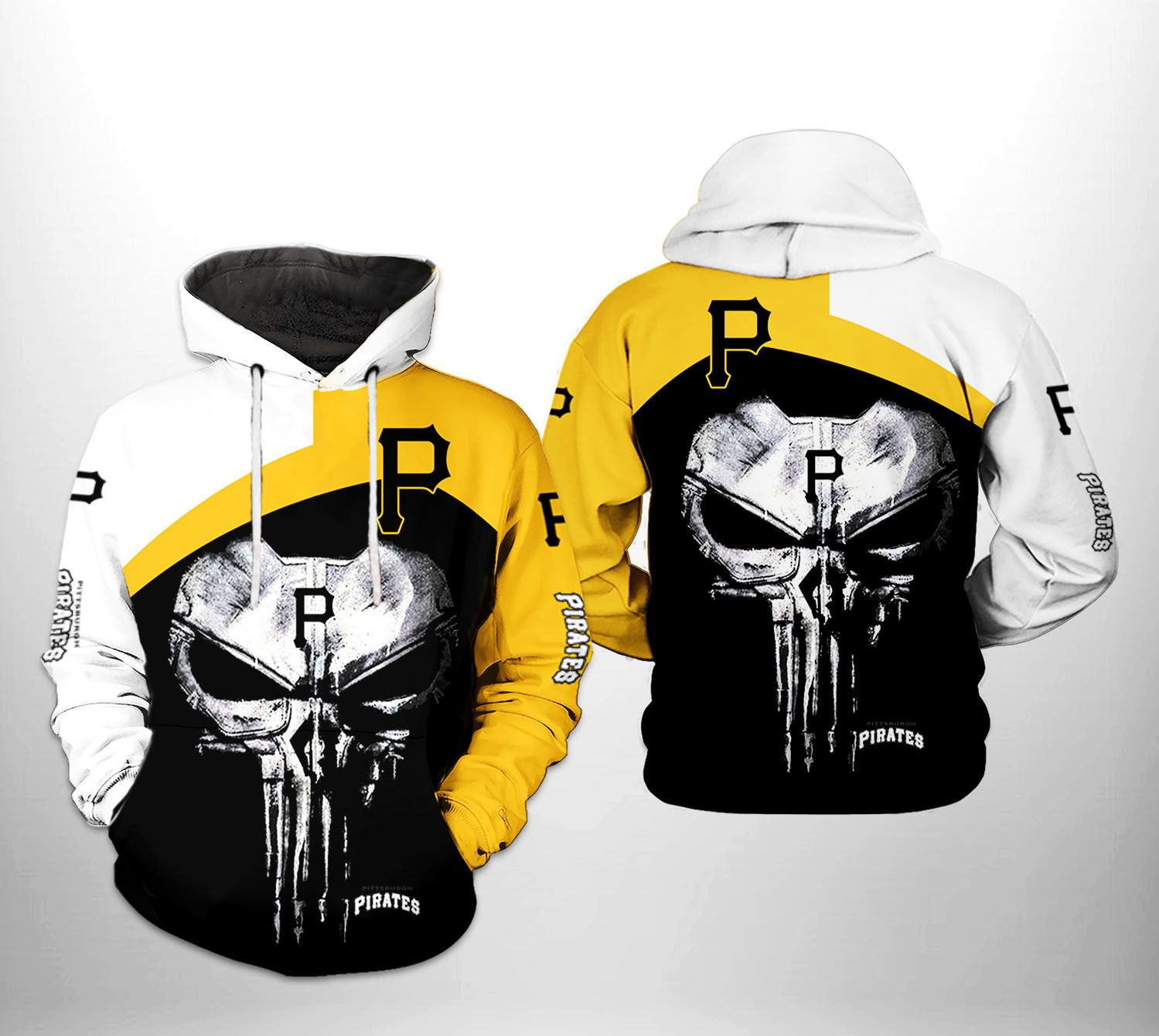Pittsburgh Pirates MLB Skull Punisher 3D All Over Print Hoodie, Zip Hoodie