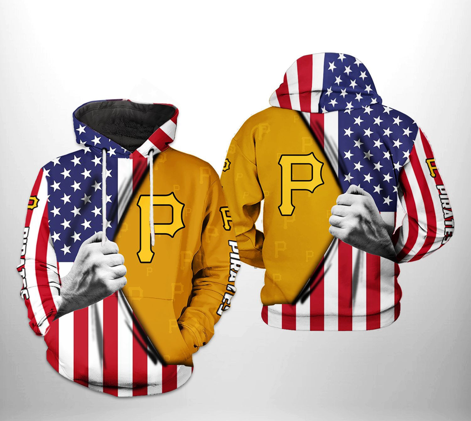 Pittsburgh Pirates MLB US Flag 3D All Over Print Hoodie, Zip Hoodie