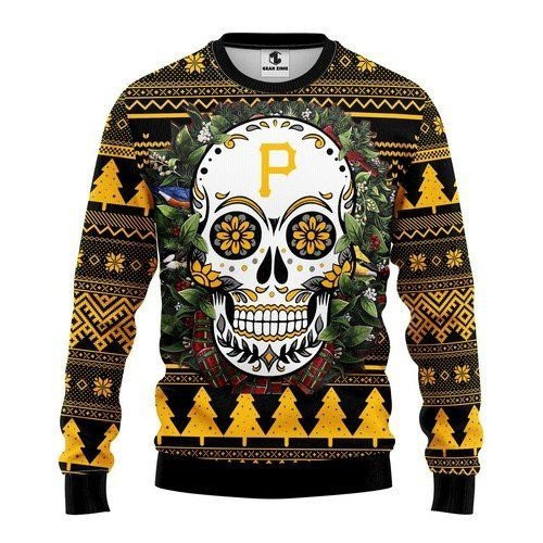 Pittsburgh Pirates Skull Flower Ugly Christmas Sweater Adult 3D Funny Matching for family