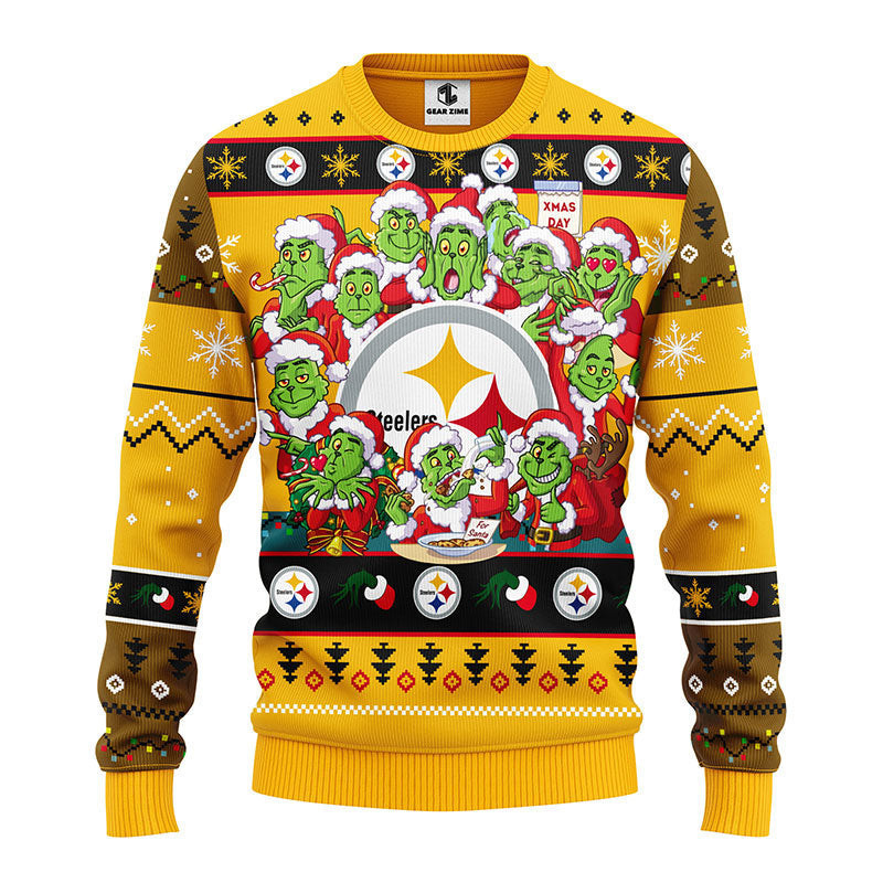 Pittsburgh Steelers 12 Grinch Xmas Day Ugly Christmas Sweater Adult 3D Funny Matching for family