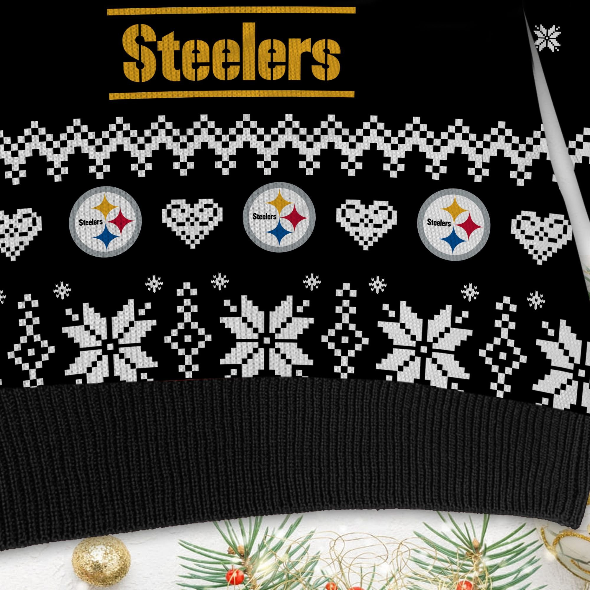 Pittsburgh Steelers Cute The Snoopy Show Football Helmet 3D Ugly Christmas Sweater Adult 3D Funny Matching for family - Image 5