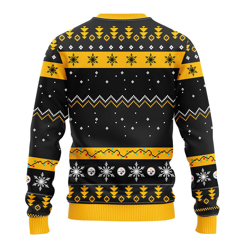 Pittsburgh Steelers Dabbing Santa Claus Ugly Christmas Sweater Adult 3D Funny Matching for family - Image 2