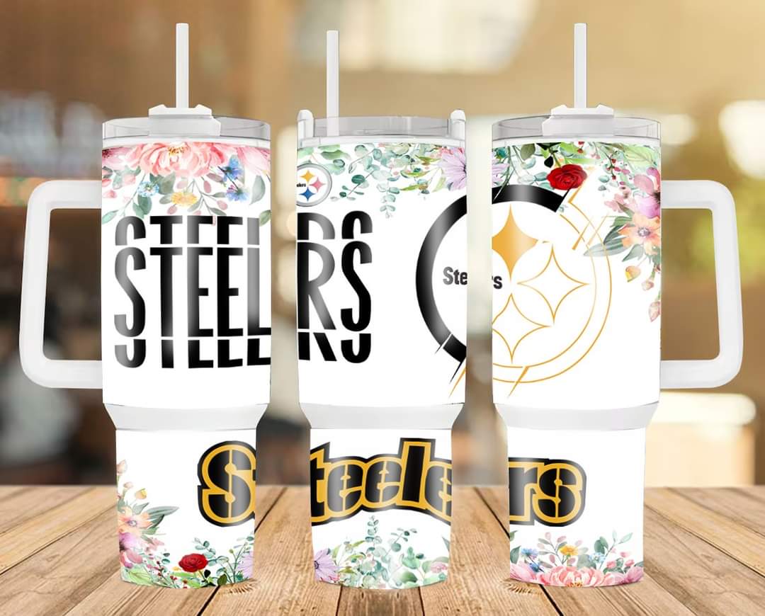 Pittsburgh Steelers Floral NFL Custom Stanley Cup 40 oz 30 oz Tumbler With HandleTVC2301232