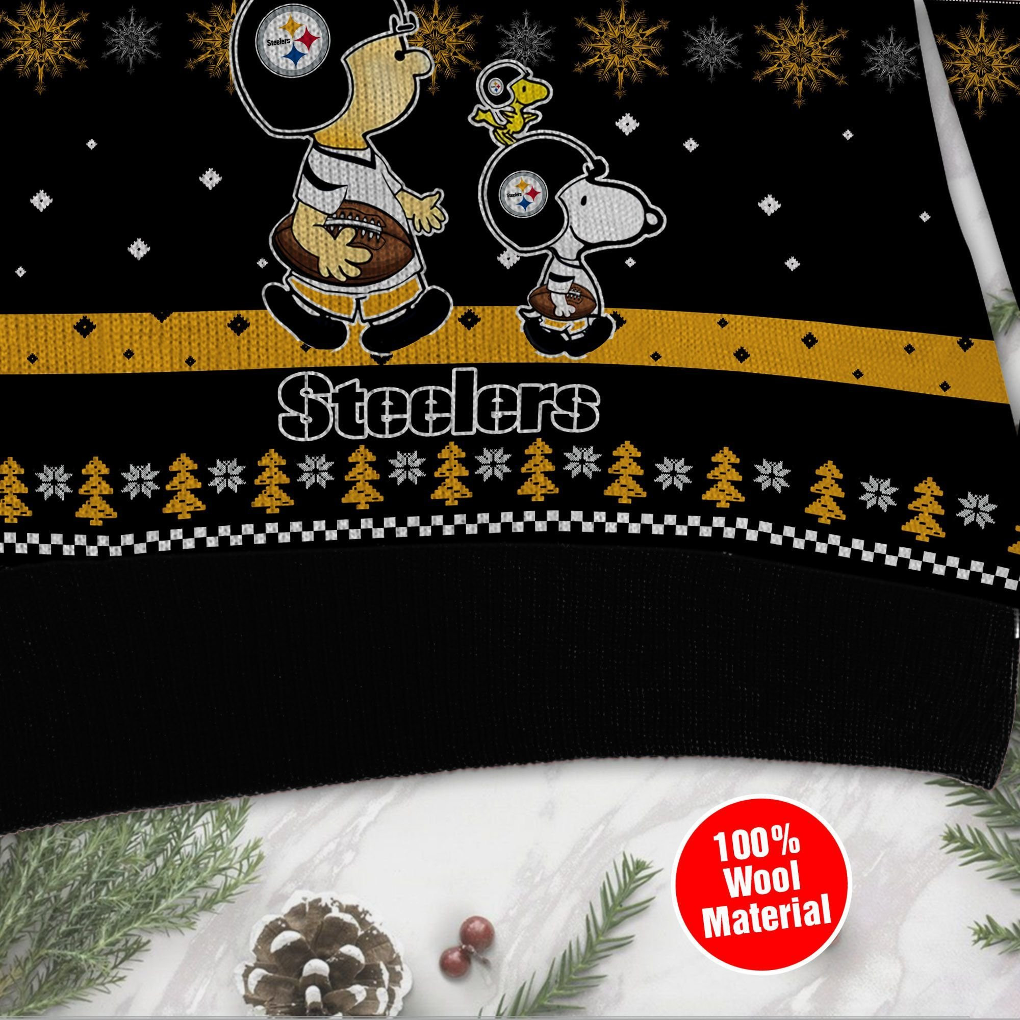 Pittsburgh Steelers Funny Charlie Brown Peanuts Snoopy Ugly Christmas Sweater Adult 3D Funny Matching for family - Image 4