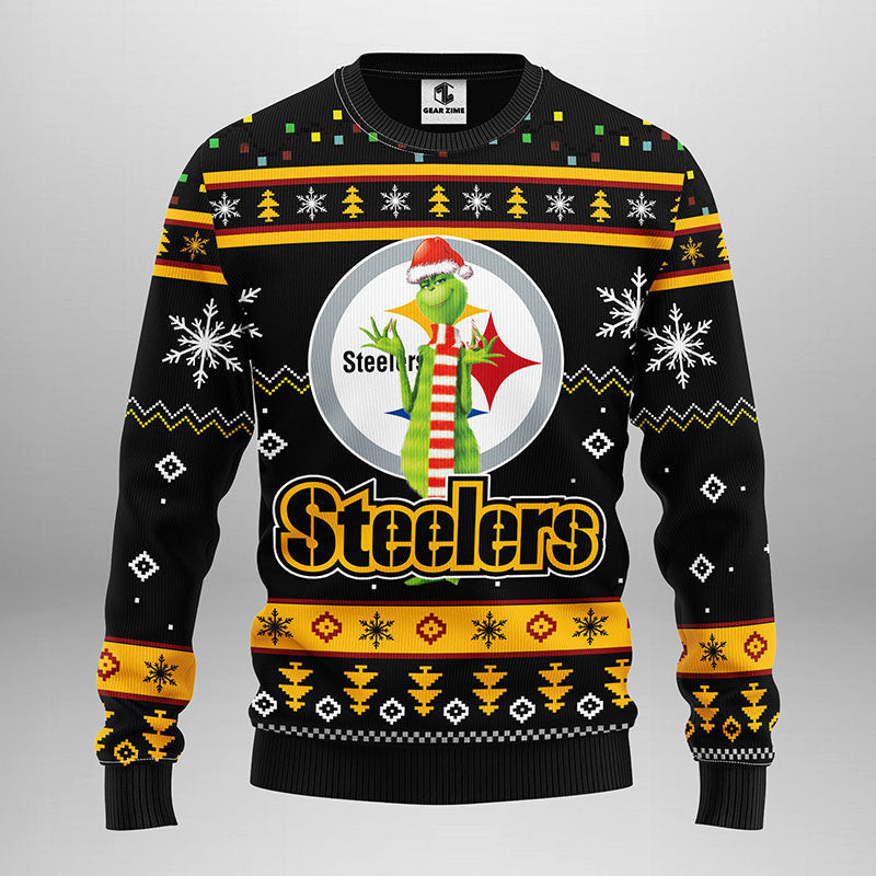 Pittsburgh Steelers Funny Grinch Ugly Christmas Sweater Adult 3D Funny Matching for family