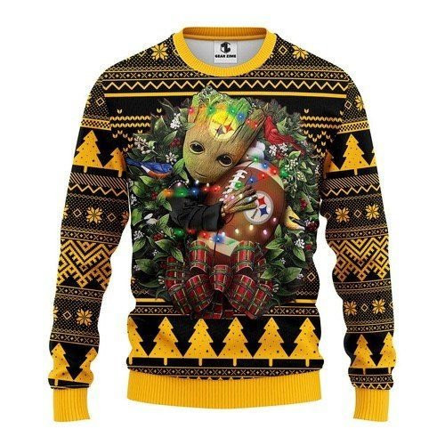Pittsburgh Steelers Groot Hug For Unisex Ugly Christmas Sweater Adult 3D Funny Matching for family