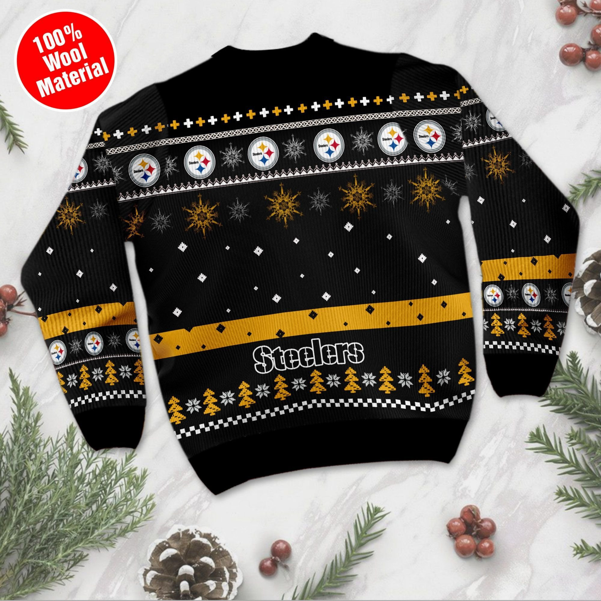 Pittsburgh Steelers Mickey Mouse Funny Ugly Christmas Sweater Adult 3D Funny Matching for family - Image 3
