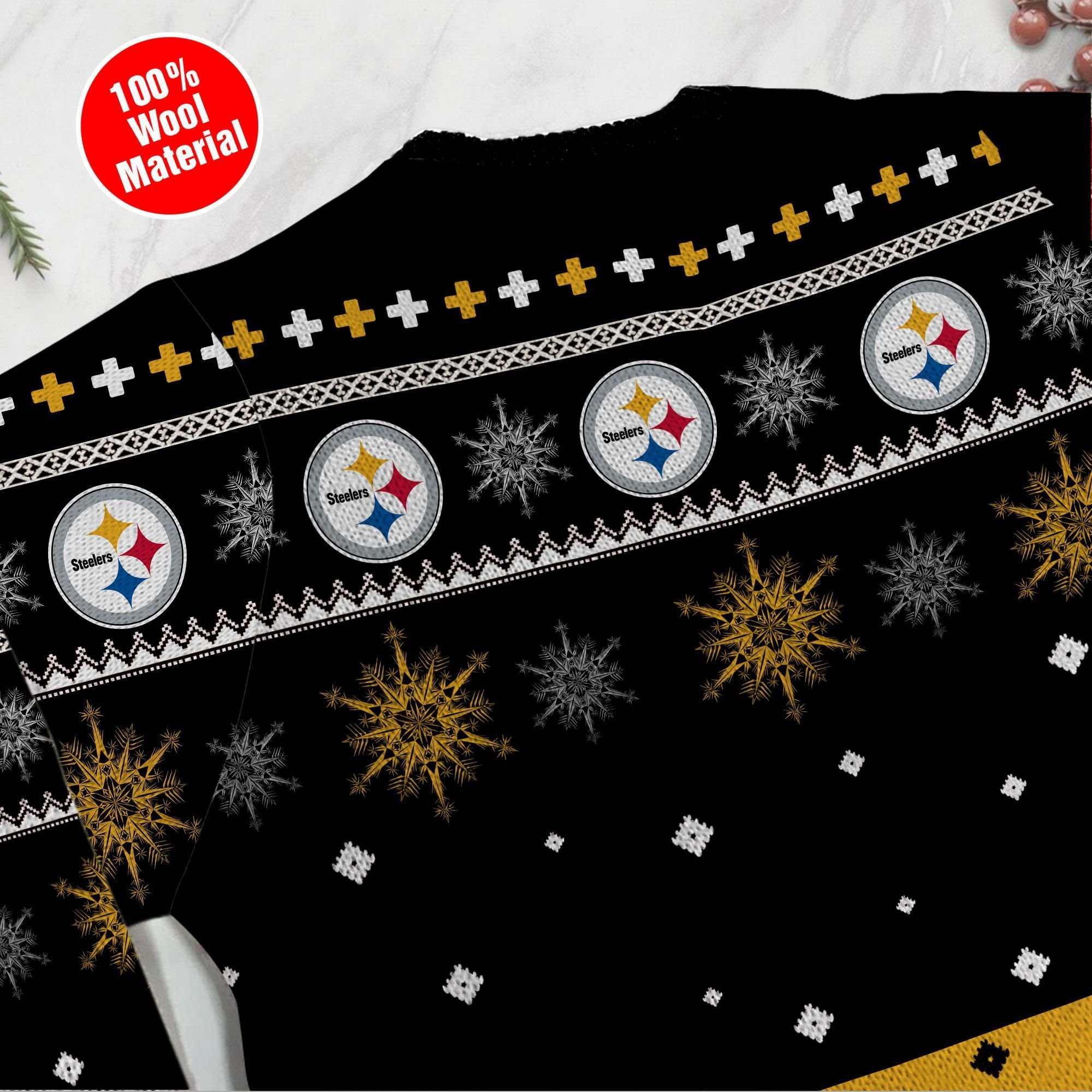 Pittsburgh Steelers Mickey Mouse Funny Ugly Christmas Sweater Adult 3D Funny Matching for family - Image 5