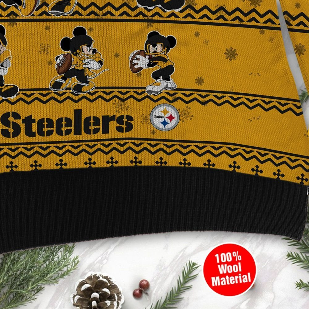 Pittsburgh Steelers Mickey Mouse Ugly Christmas Sweater Adult 3D Funny Matching for family - Image 4