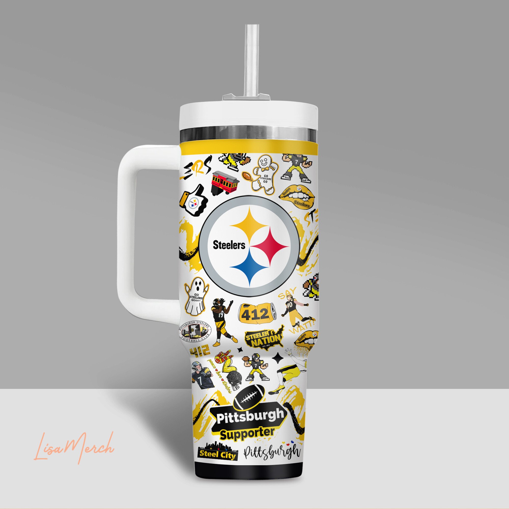 Pittsburgh Steelers NFL Custom Stanley Cup 40 oz 30 oz Tumbler With HandleTVC2301509 - Image 2