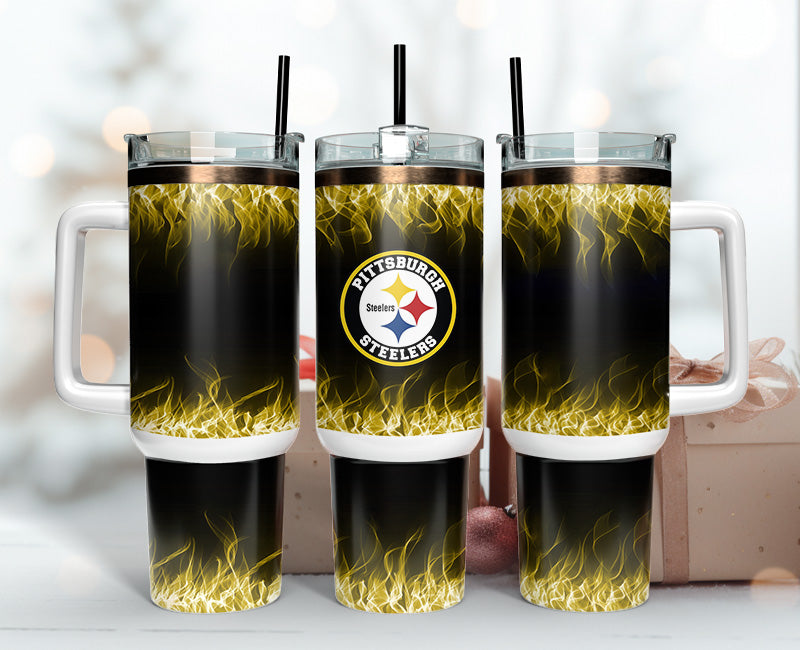 Pittsburgh Steelers NFL Fire Effect Custom Stanley Cup 40 oz 30 oz Tumbler With HandleTVC2301140