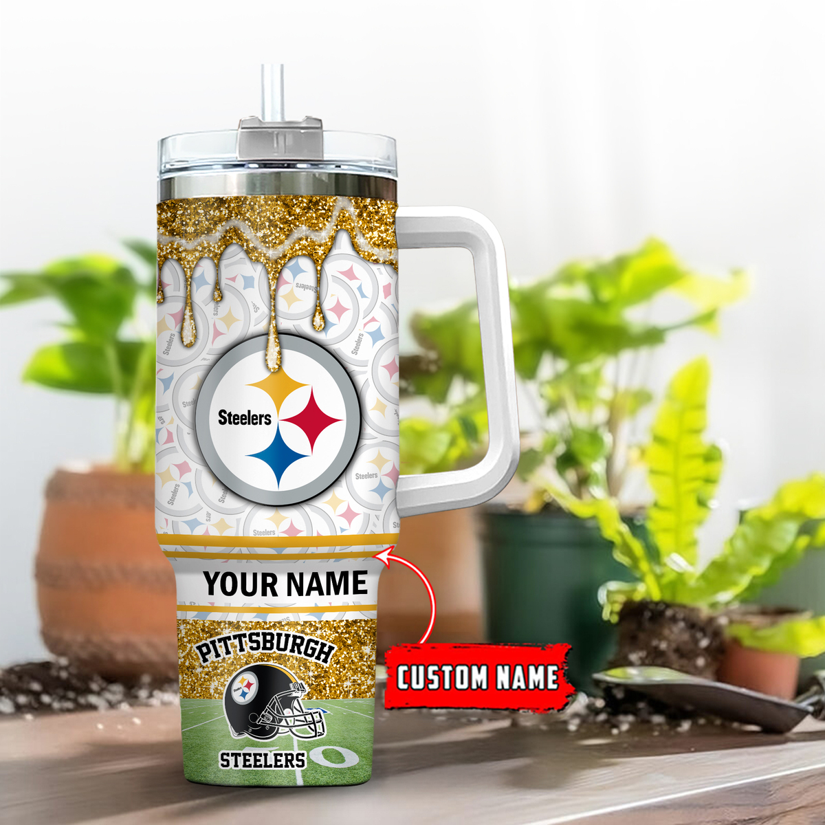 Pittsburgh Steelers NFL Glitter Custom Stanley Cup 40 oz 30 oz Tumbler With HandleTVC230195