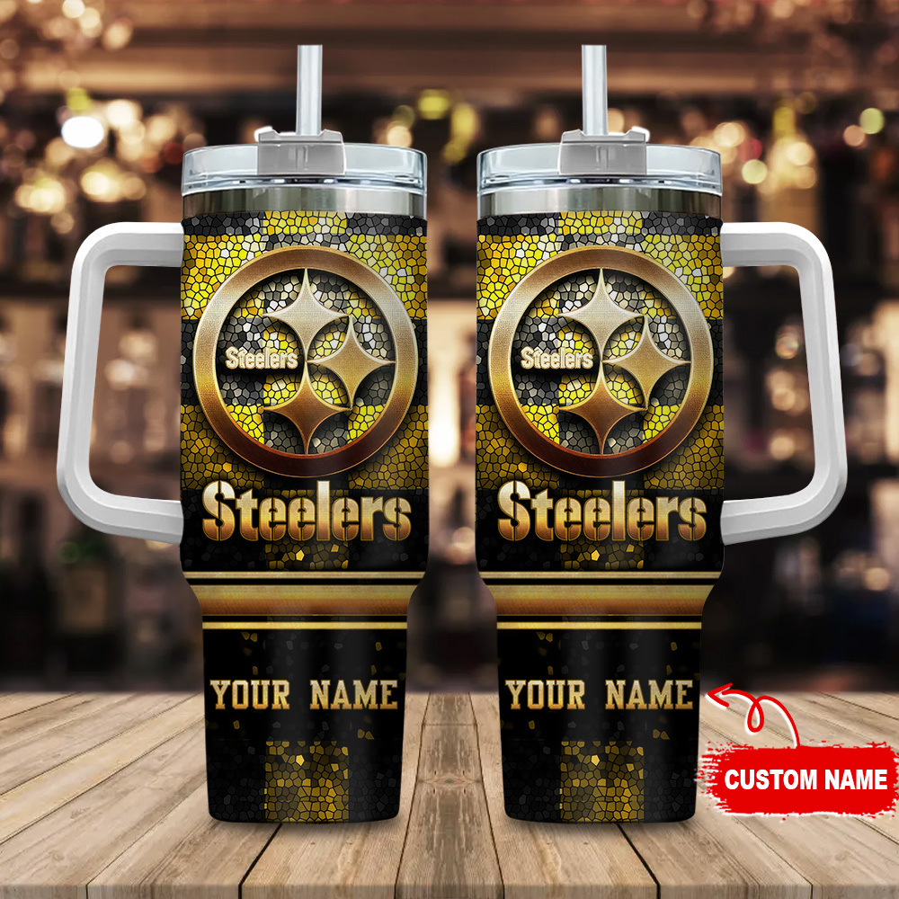Pittsburgh Steelers NFL Glitter Golden Logo Custom Stanley Cup 40 oz 30 oz Tumbler With HandleTVC2301113