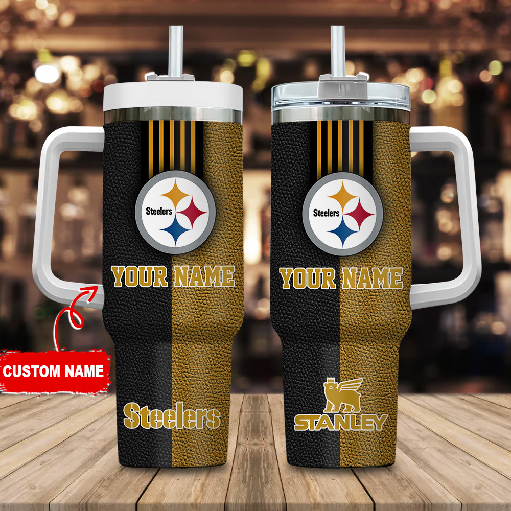 Pittsburgh Steelers NFL Leather Effect Custom Stanley Cup 40 oz 30 oz Tumbler With HandleTVC2301123