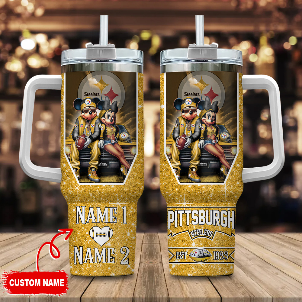 Pittsburgh Steelers NFL Mickey And Minnie Couple Custom Stanley Cup 40 oz 30 oz Tumbler With HandleTVC230189