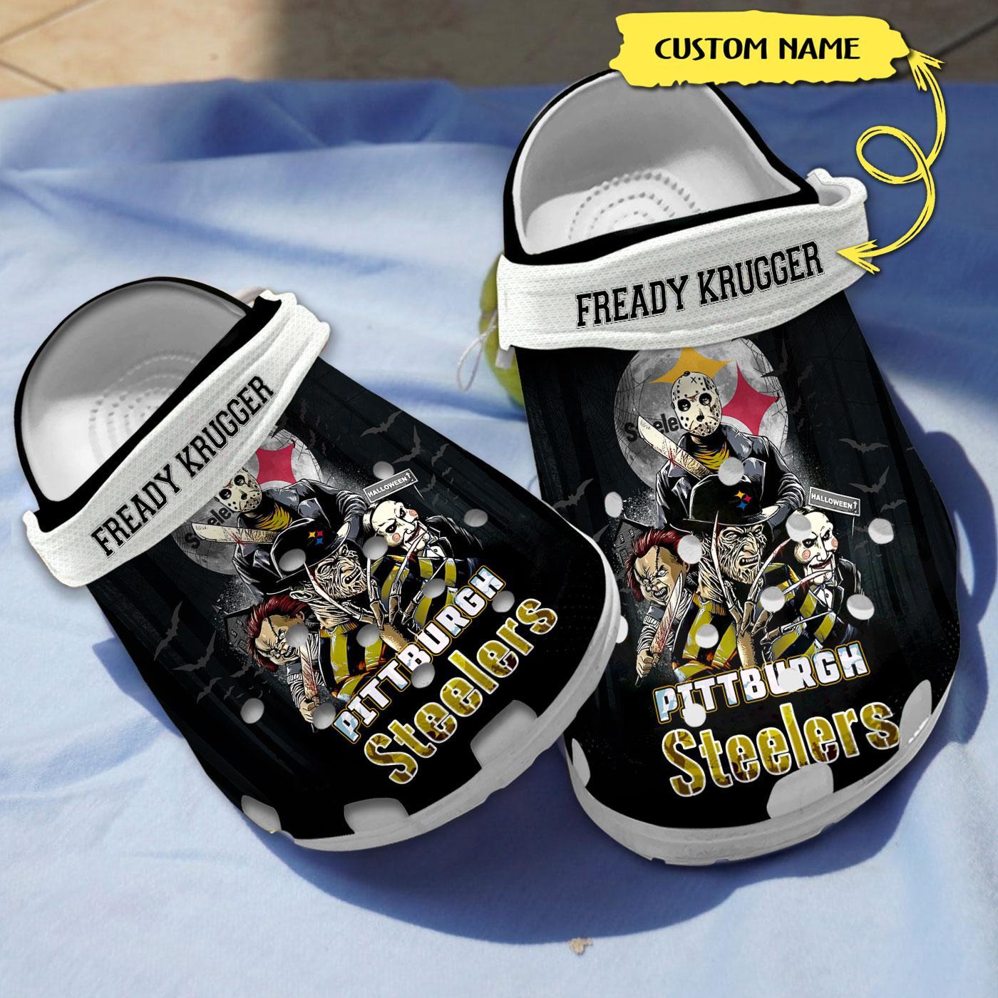 Pittsburgh Steelers NFL Sport Crocs Crocband Clogs Shoes Comfortable For Men Women and Kids