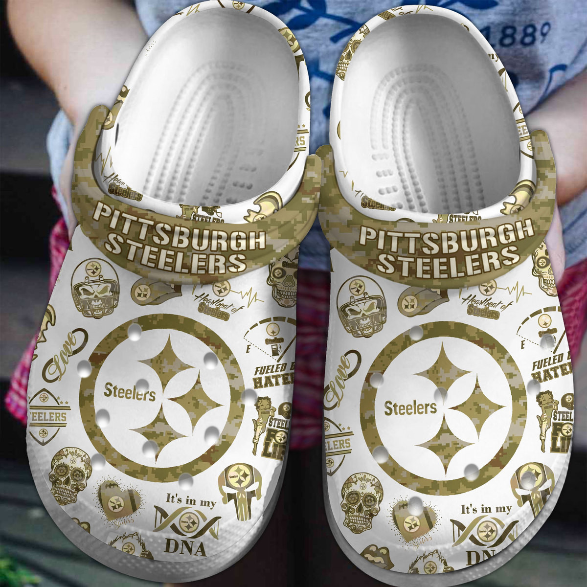 Pittsburgh Steelers NFL Sport Crocs Crocband Clogs Shoes Comfortable For Men Women and Kids
