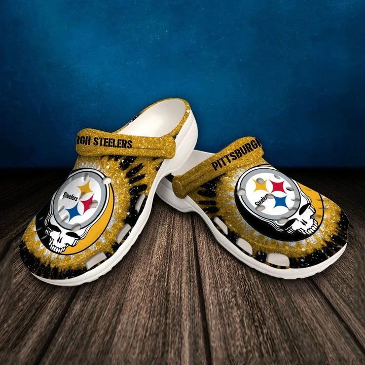 Pittsburgh Steelers NFL Sport Crocs Crocband Clogs Shoes Comfortable For Men Women and Kids