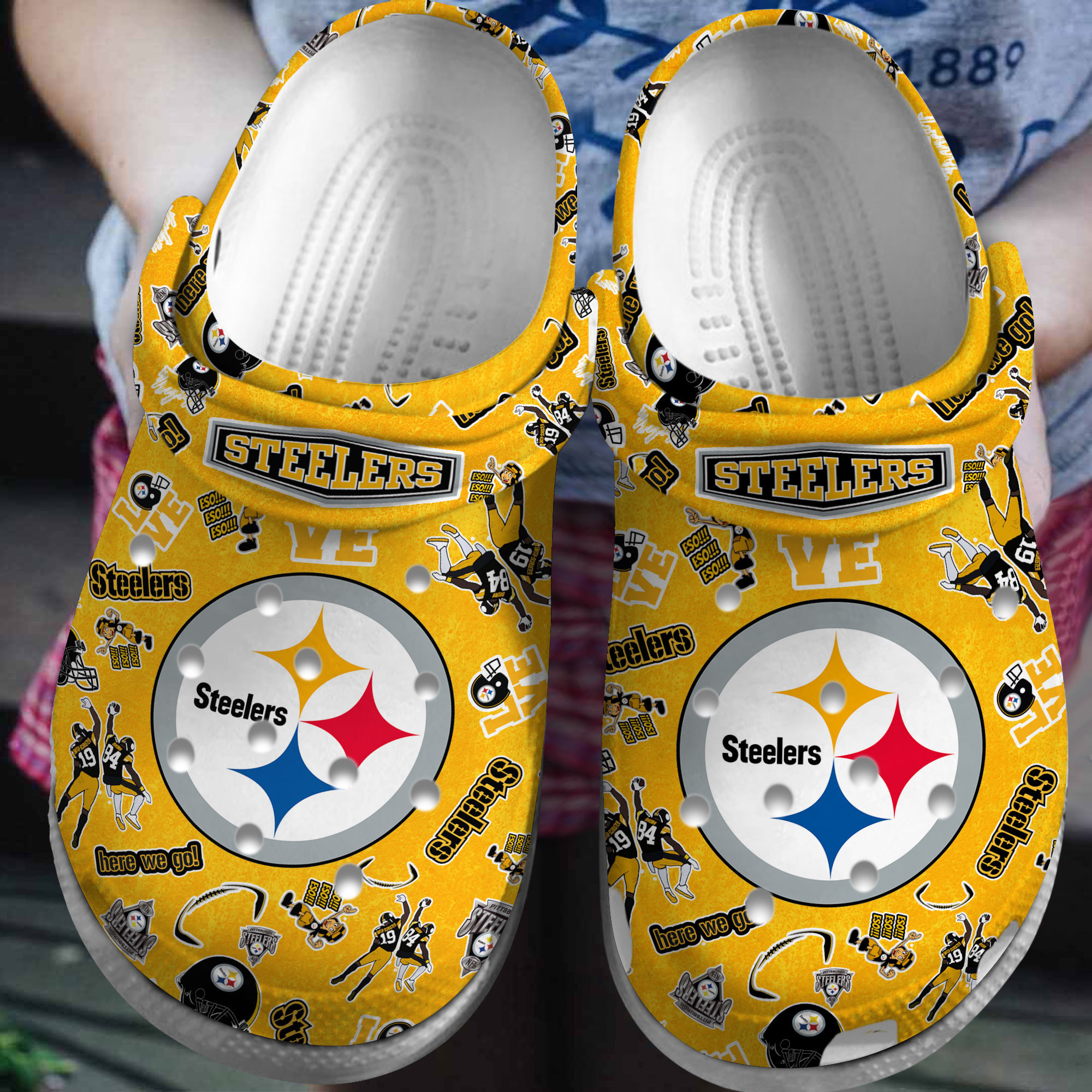 Pittsburgh Steelers NFL Sport Crocs Crocband Clogs Shoes Comfortable For Men Women and Kids