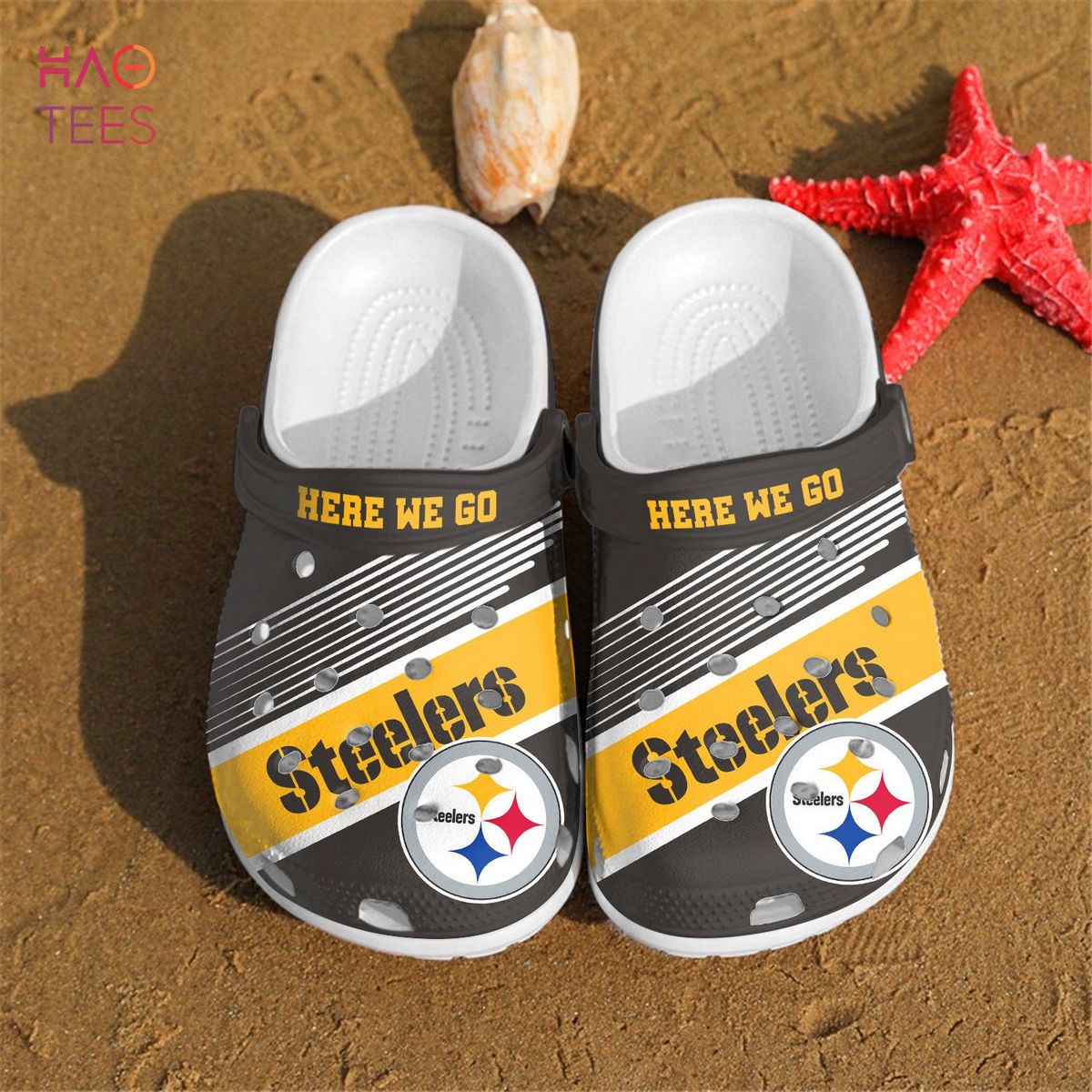 Pittsburgh Steelers NFL Sport Crocs Crocband Clogs Shoes Comfortable For Men Women and Kids