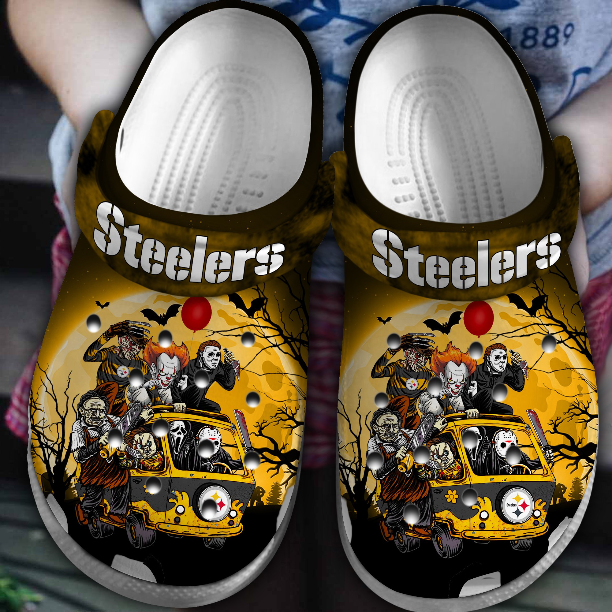 Pittsburgh Steelers NFL Sport Crocs Crocband Clogs Shoes Comfortable For Men Women and Kids