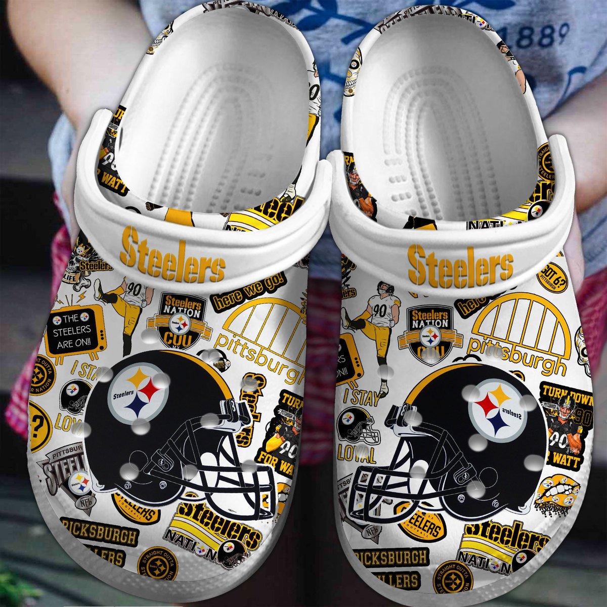Pittsburgh Steelers NFL Sport Crocs Crocband Clogs Shoes Comfortable For Men Women and Kids